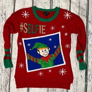 Blizzard Bay Elf Selfie Ugly Sweater Party Christmas Xmas Pullover Jumper